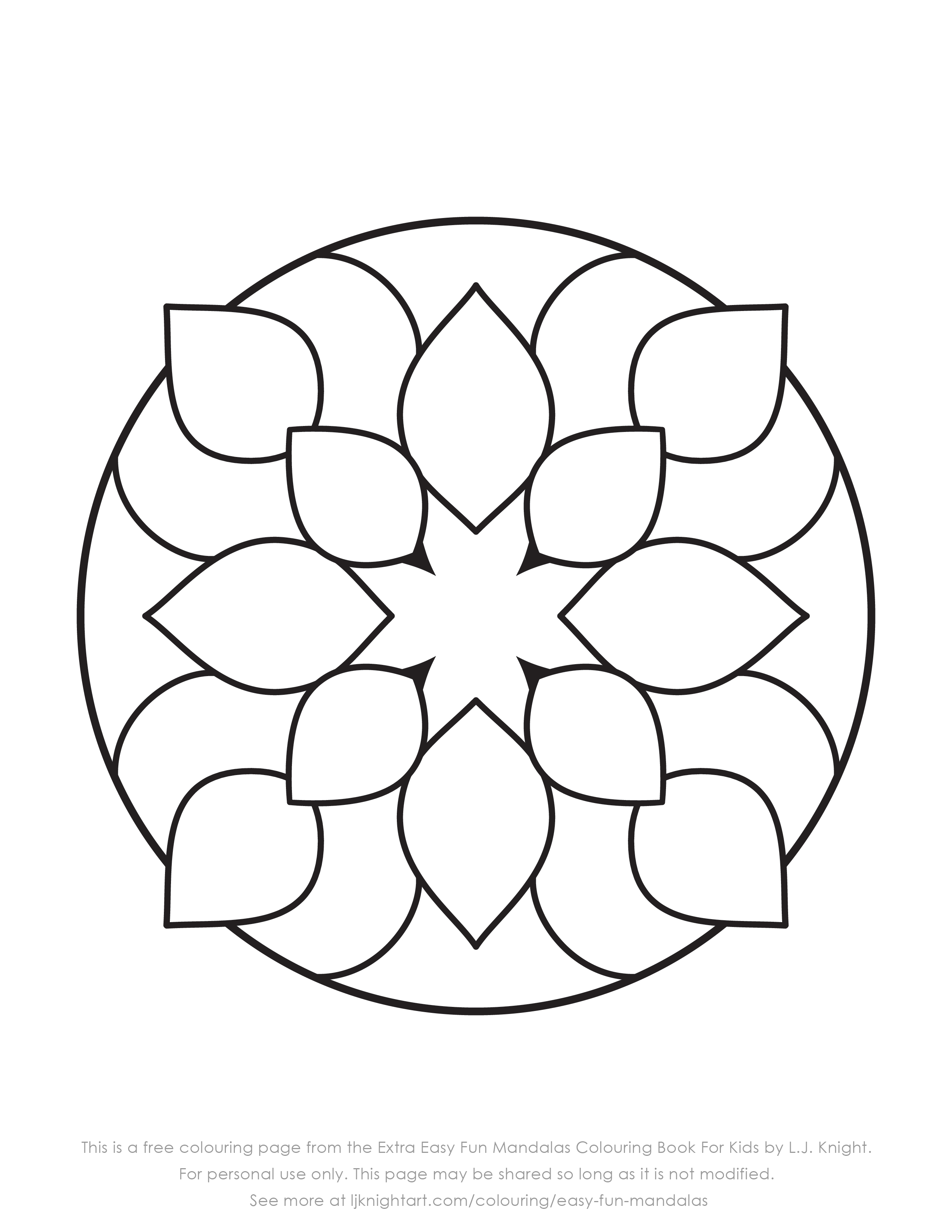 Free Very Simple Mandala Colouring Page For Kids Download L J Knight Art