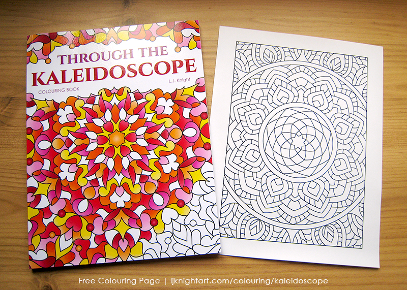 Free abstract kaleidoscope printable colouring page