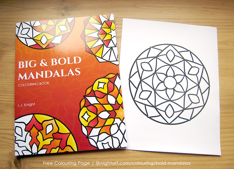 Free colouring page from the Big & Bold Mandalas Colouring Book by L.J. Knight