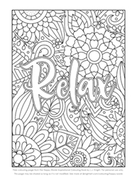 Free uplifting positive word colouring page for adults - Relax