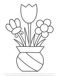 Free Very Easy Flowers Colouring Page for Toddlers and Young Kids