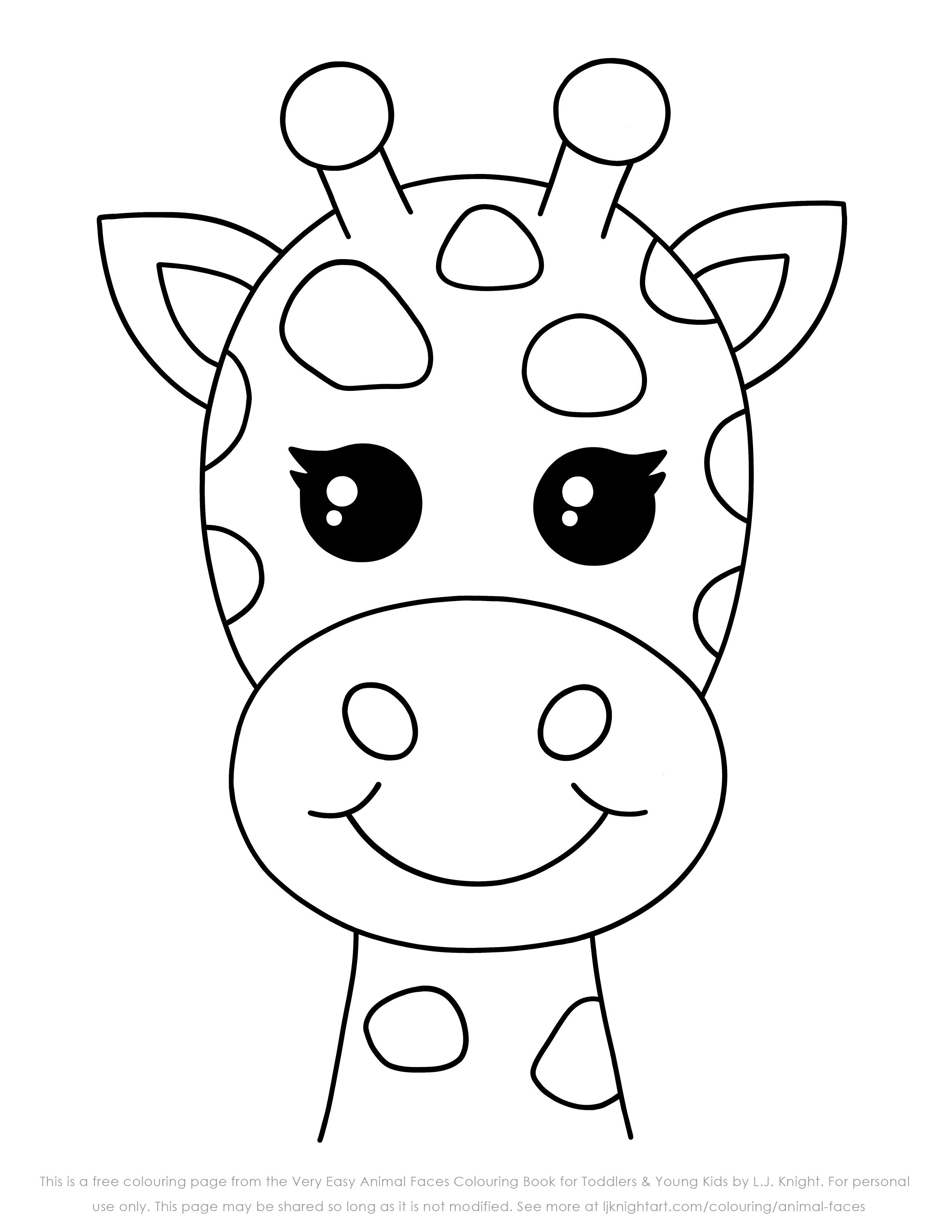 LJKnight Very Easy Animal Faces Free Colouring Page