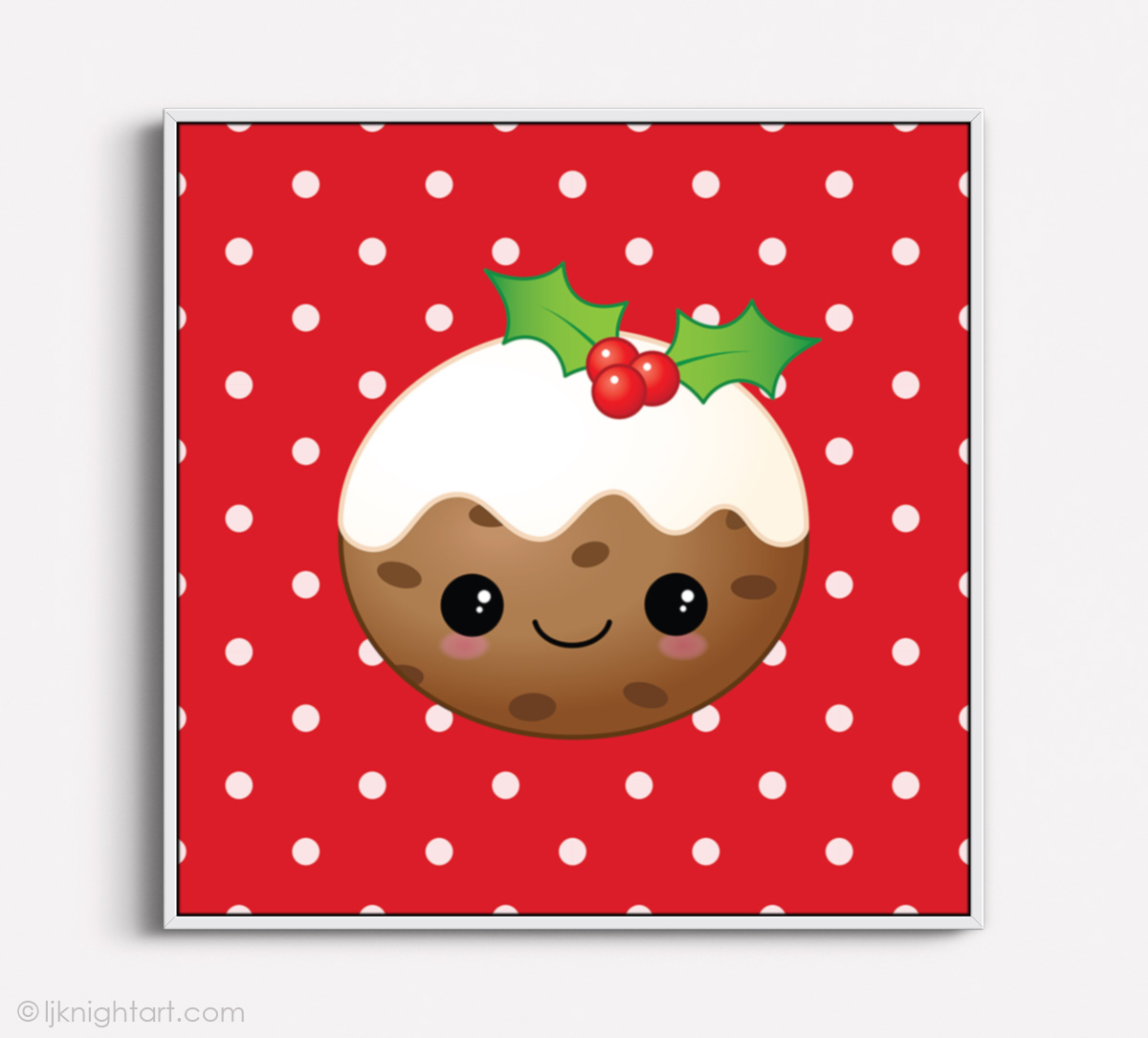 Cute Kawaii Christmas Pudding Lj Knight Art 1422