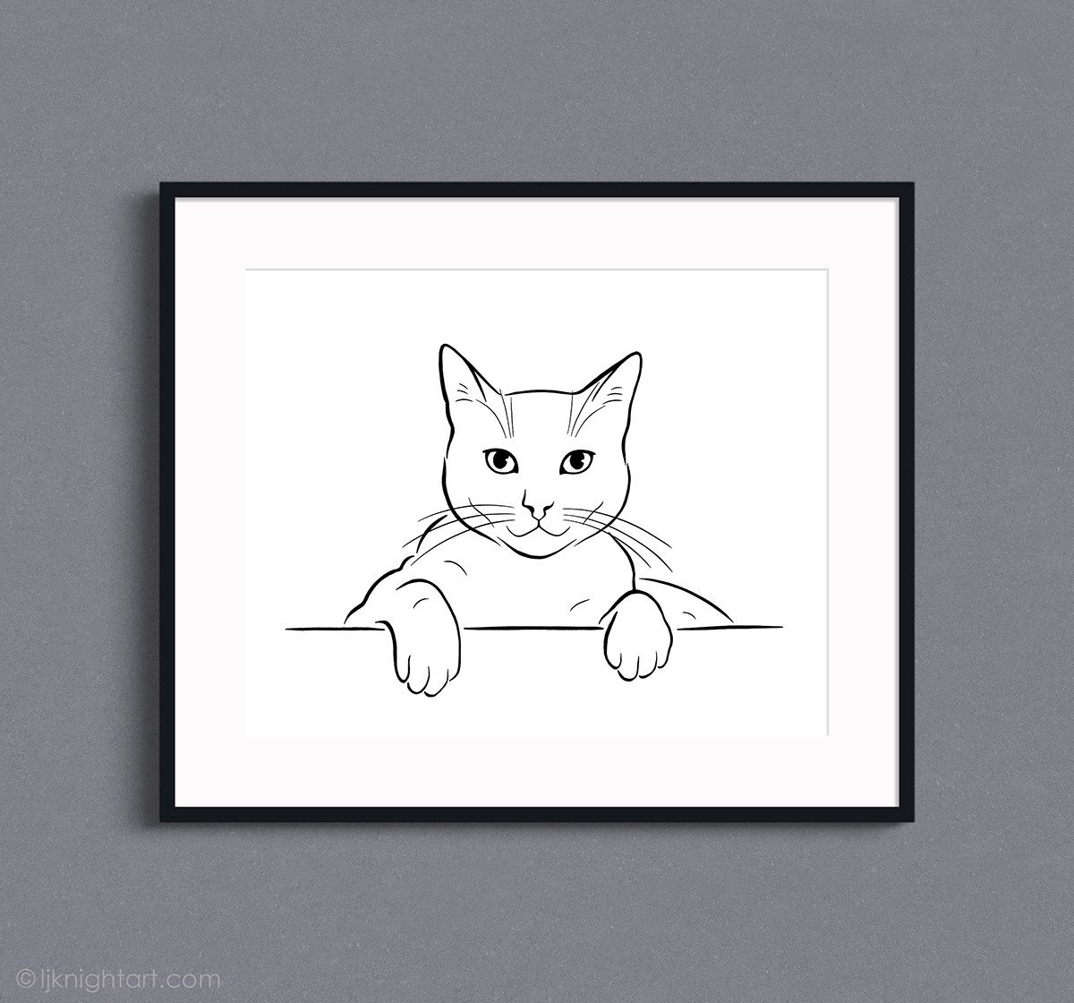 Black and White Cat Canvas Wall Art - Cat Line Art Prints Minimalist Cat  Silhouettes Picture Cat