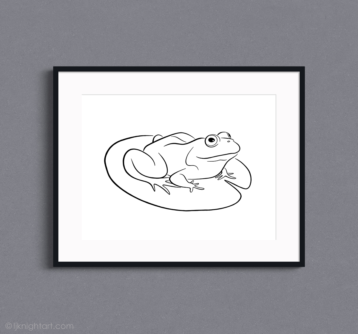 drawing of a frog on a lily pad