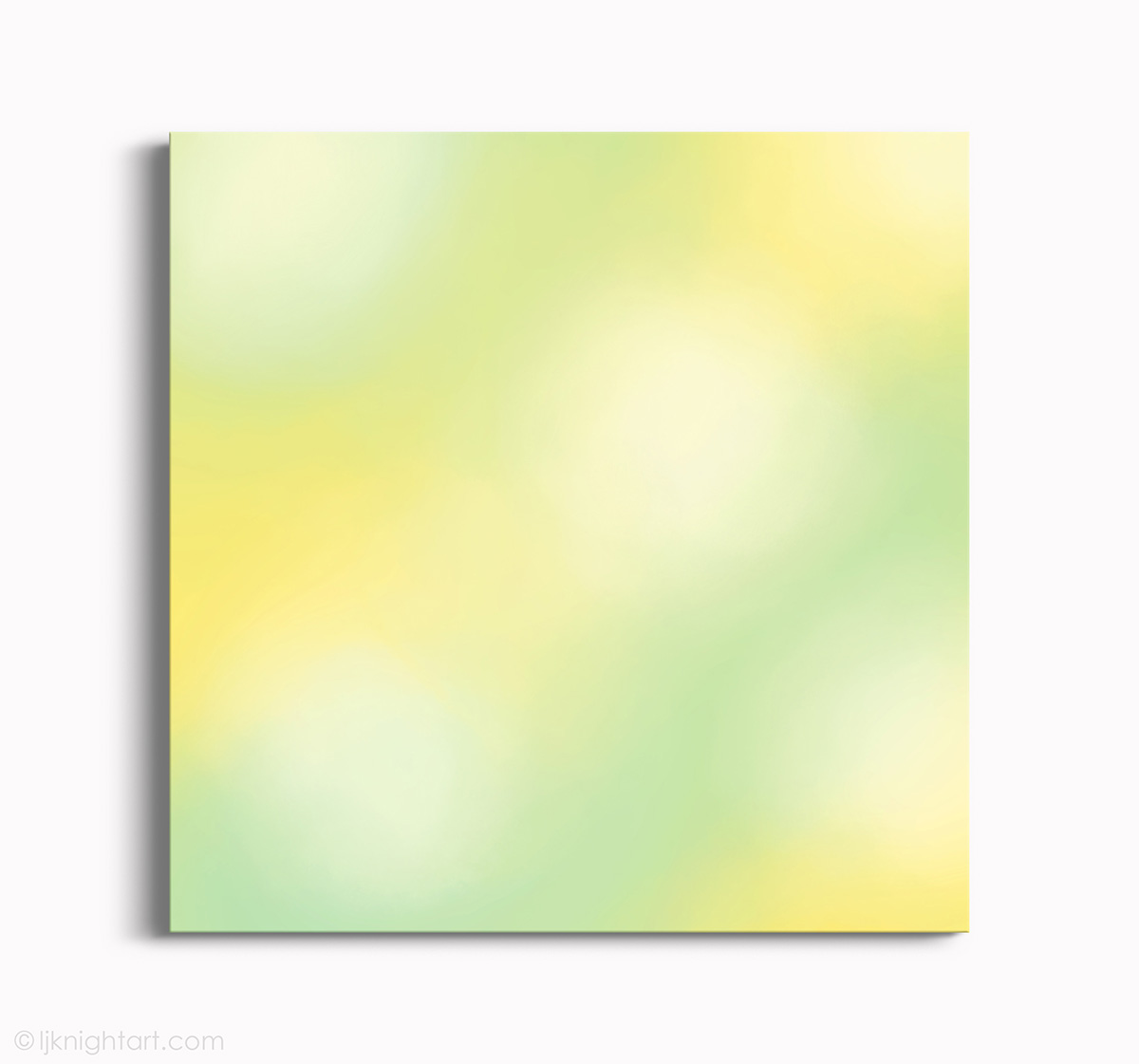 Abstract aura painting in green, yellow and white, with a hazy, soft focus appearance, by L.J. Knight