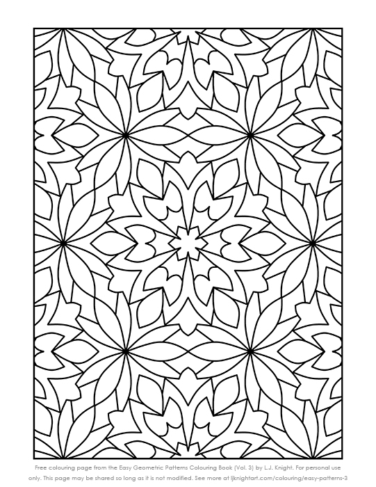 Free Printable Easy Geometric Pattern Colouring Page L J Knight Art