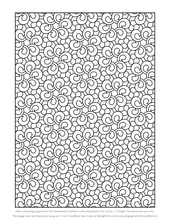 Free Abstract Geometric Pattern Printable Colouring Page L J Knight Art