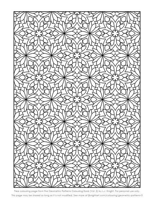 free printable geometric pattern colouring page l j knight