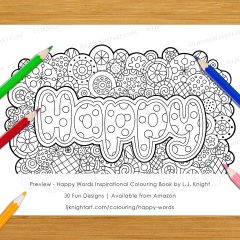 Happy Words Inspirational Colouring Book