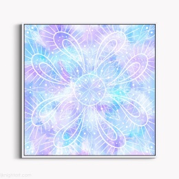 Blue and White Pastel Mandala Art