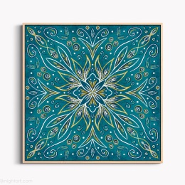 Teal Green and Yellow Painted Mandala